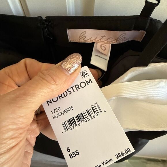 NWT Hutch Serena bow Black and White A-line dress Size 6 - Picture 7 of 11